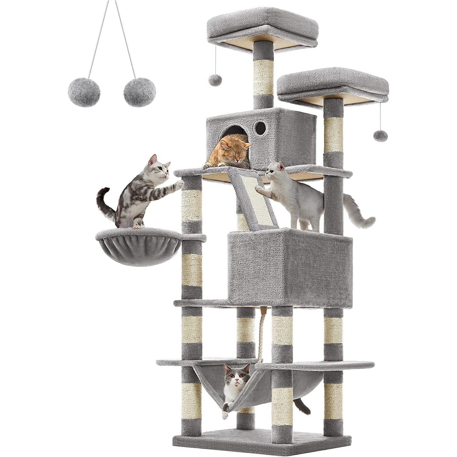 Cat Tree Large Cats with Cat Scratching Post, Cat Condo - 66.1