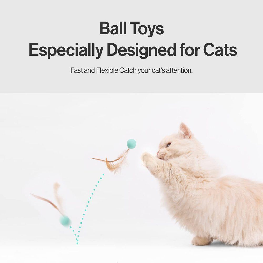 Cat Toys for Indoor Cats Toys Feather Interactive Ball Cat Balls Pet Toys for Cats Silica Gel Ball (3PCS)
