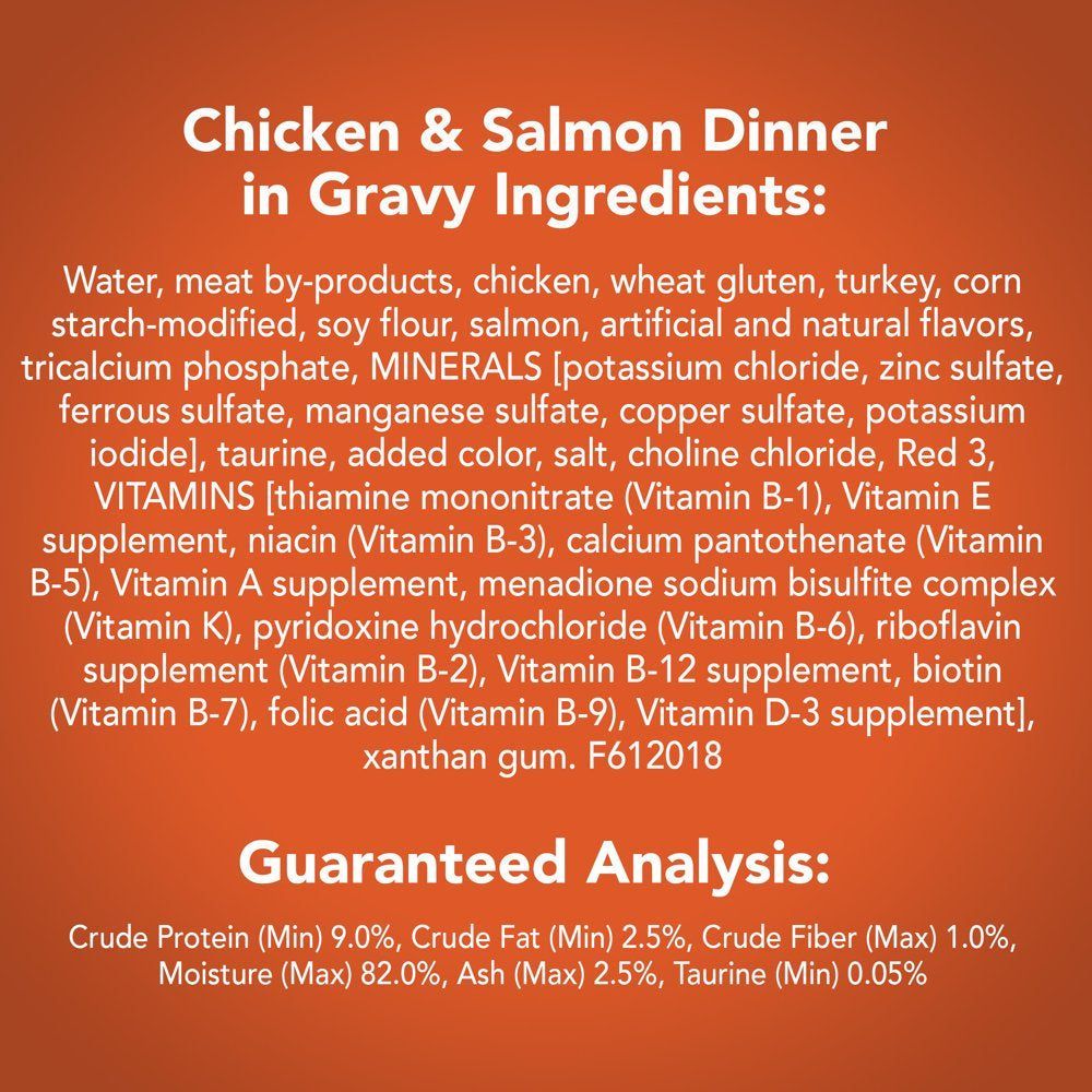 Wet Cat Food, Shreds Chicken & Salmon in Gravy, 5.5 Oz. (24 Cans)