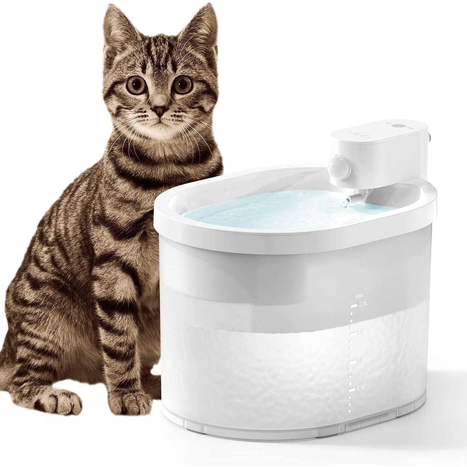 Wireless Automatic Cat Water Fountain 67Oz/2L Ultra Quiet Cat Water Dispenser (1/3/6Pcs Filters)