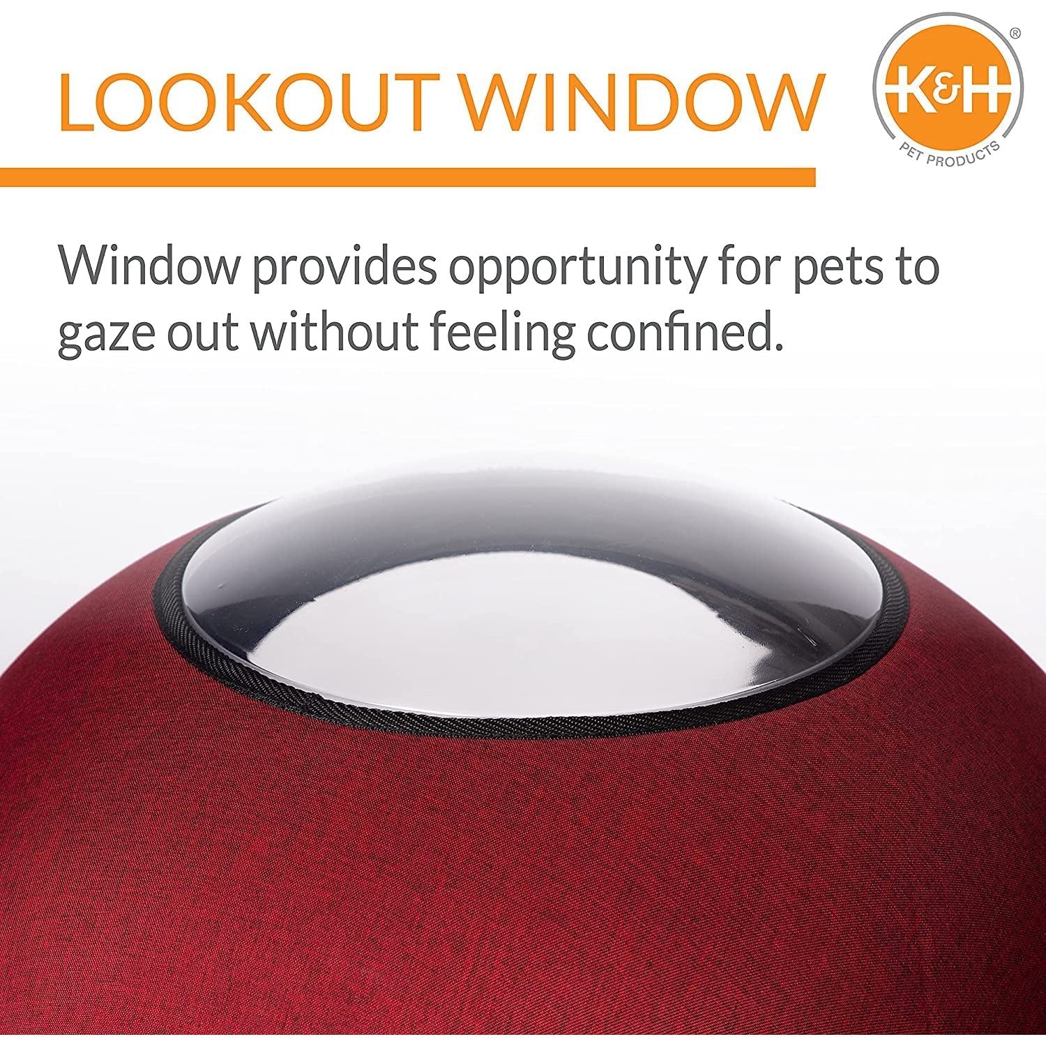 Thermo Lookout Pod Heated Cat Bed - Pet Cave with a Window for Cats