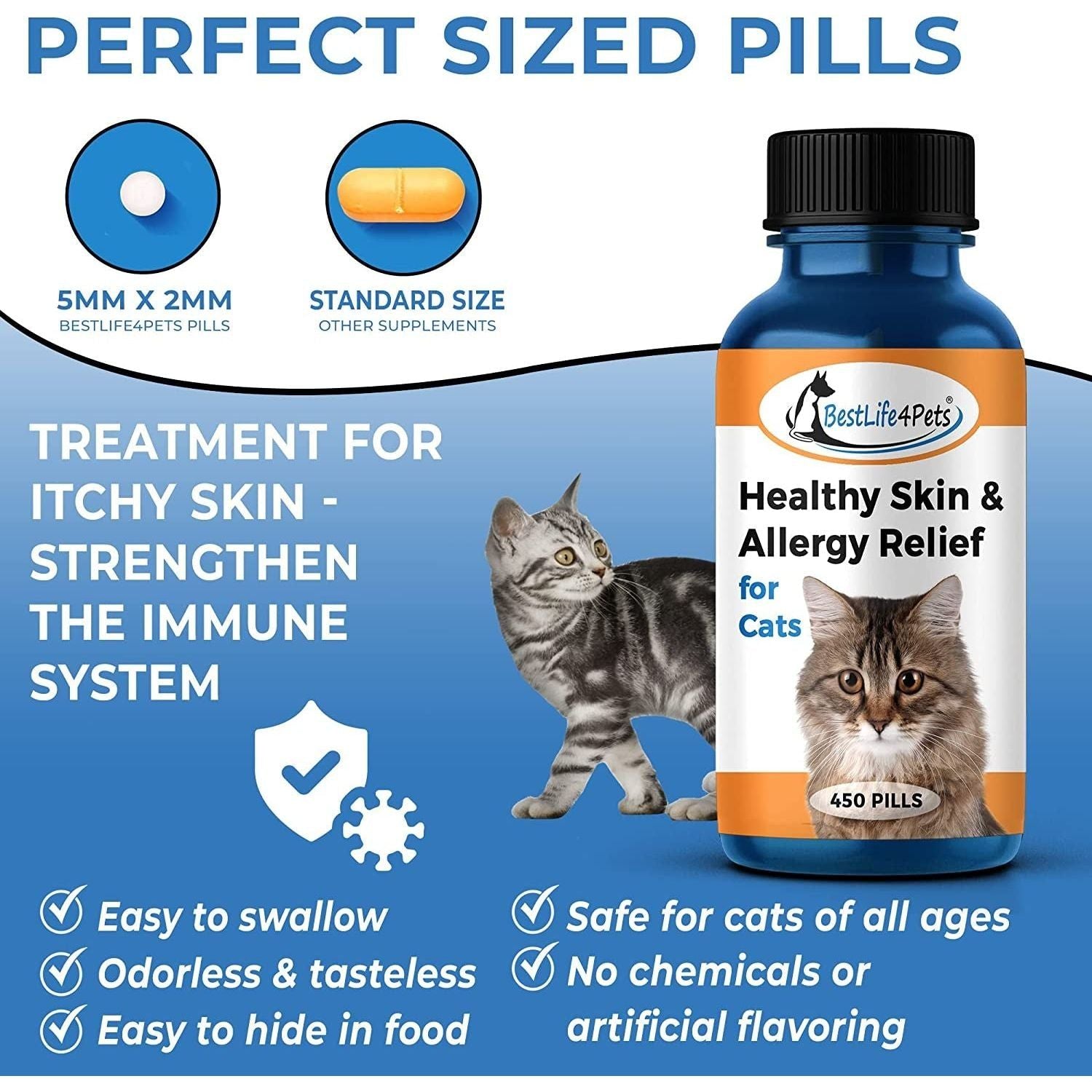 Healthy Skin and Allergy Relief for Cats - Allergy Medicine for Cats (450 Ct)