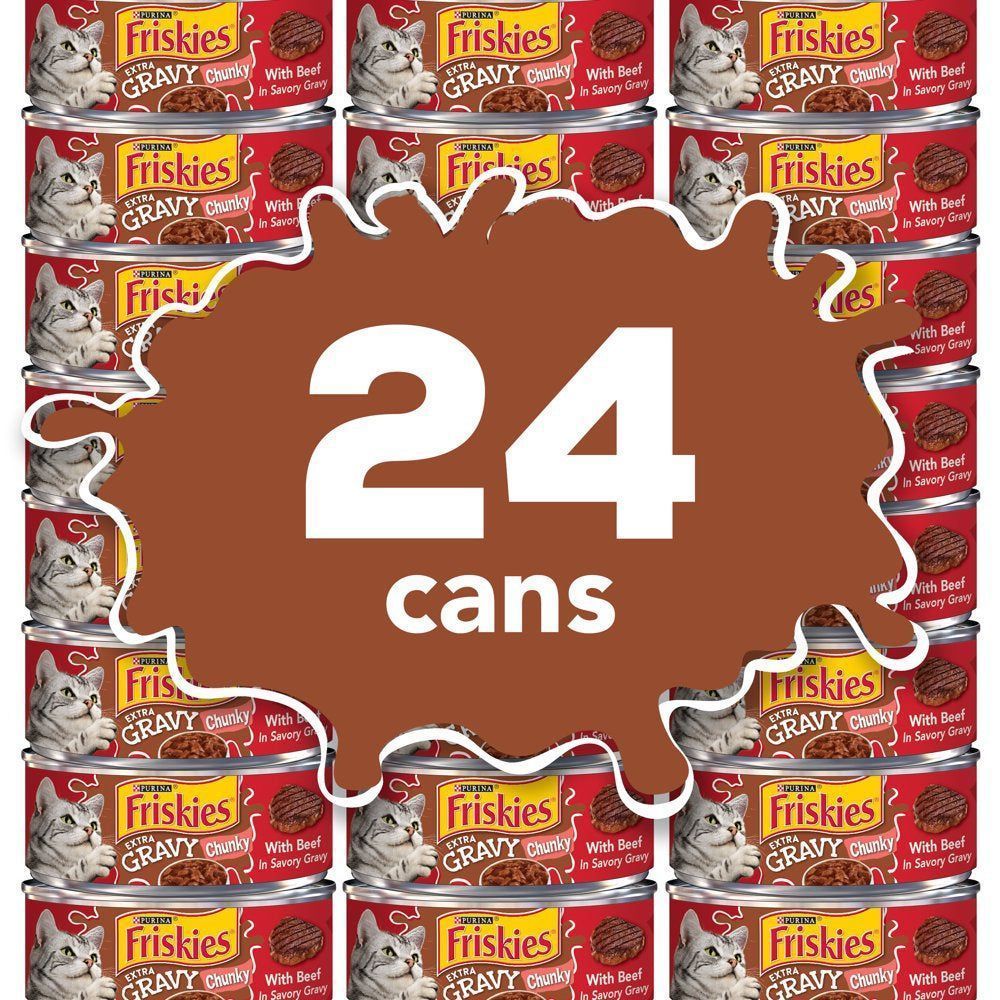 Wet Cat Food, Extra Gravy Chunky with Beef Savory Gravy, 5.5 Oz. (24 Cans)