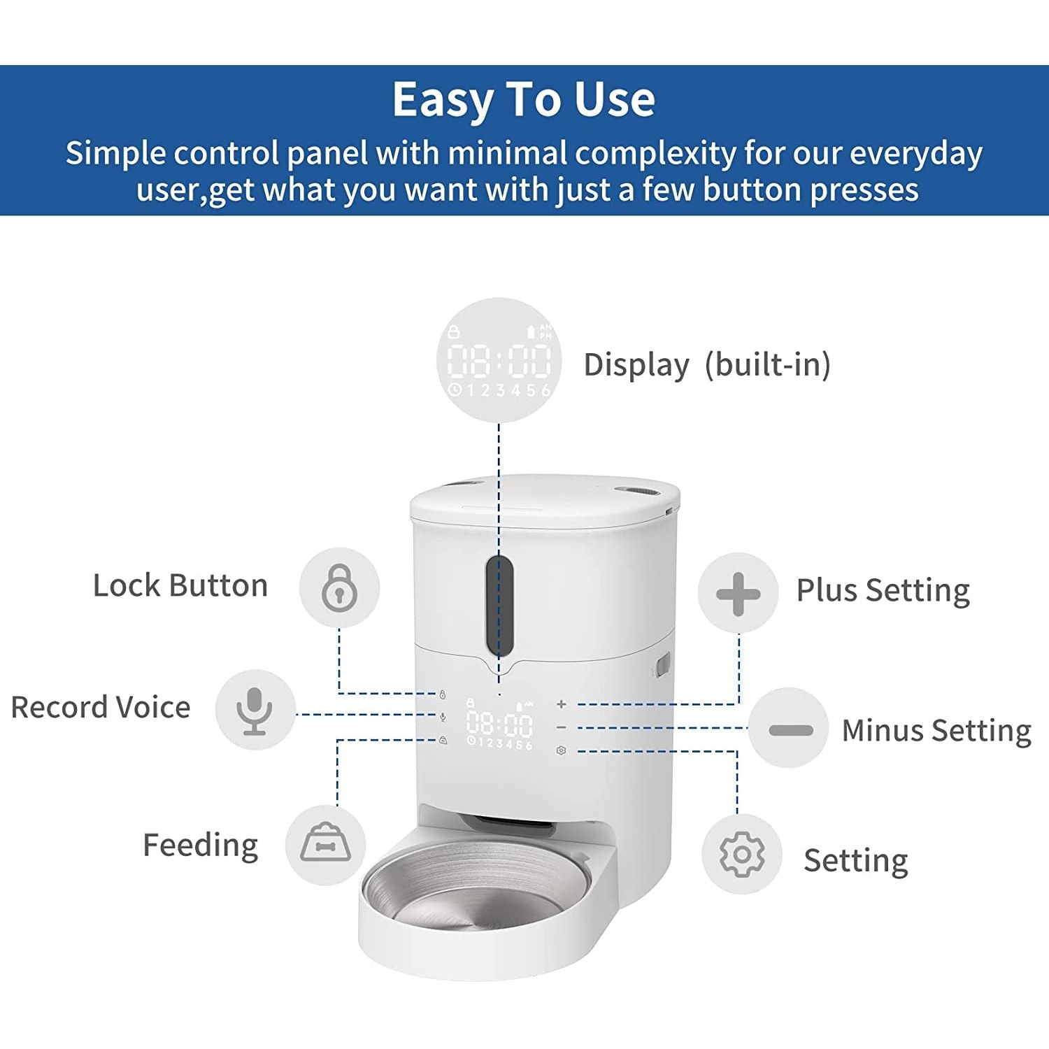 Cat Feeder Automatic Dry Food Dispenser with Desiccant Bag, 3L Cat Feeder with Timer