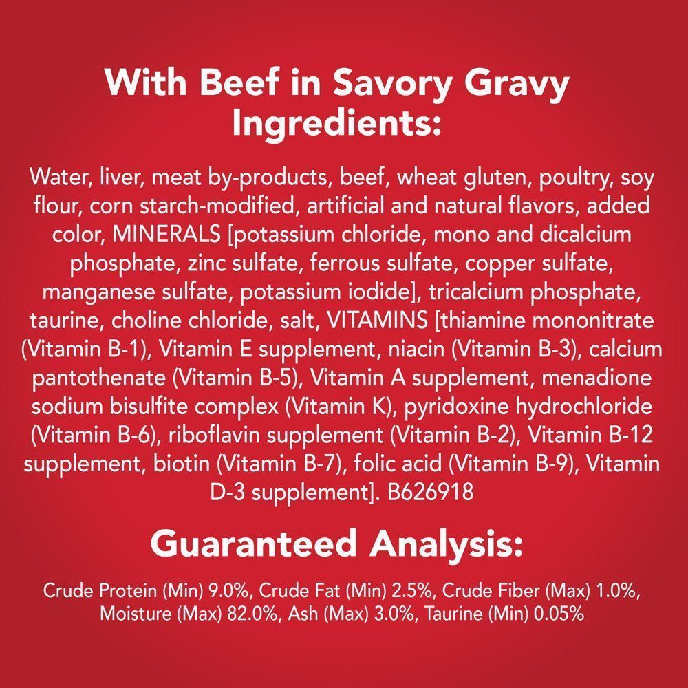 Wet Cat Food, Extra Gravy Chunky with Beef Savory Gravy, 5.5 Oz. (24 Cans)
