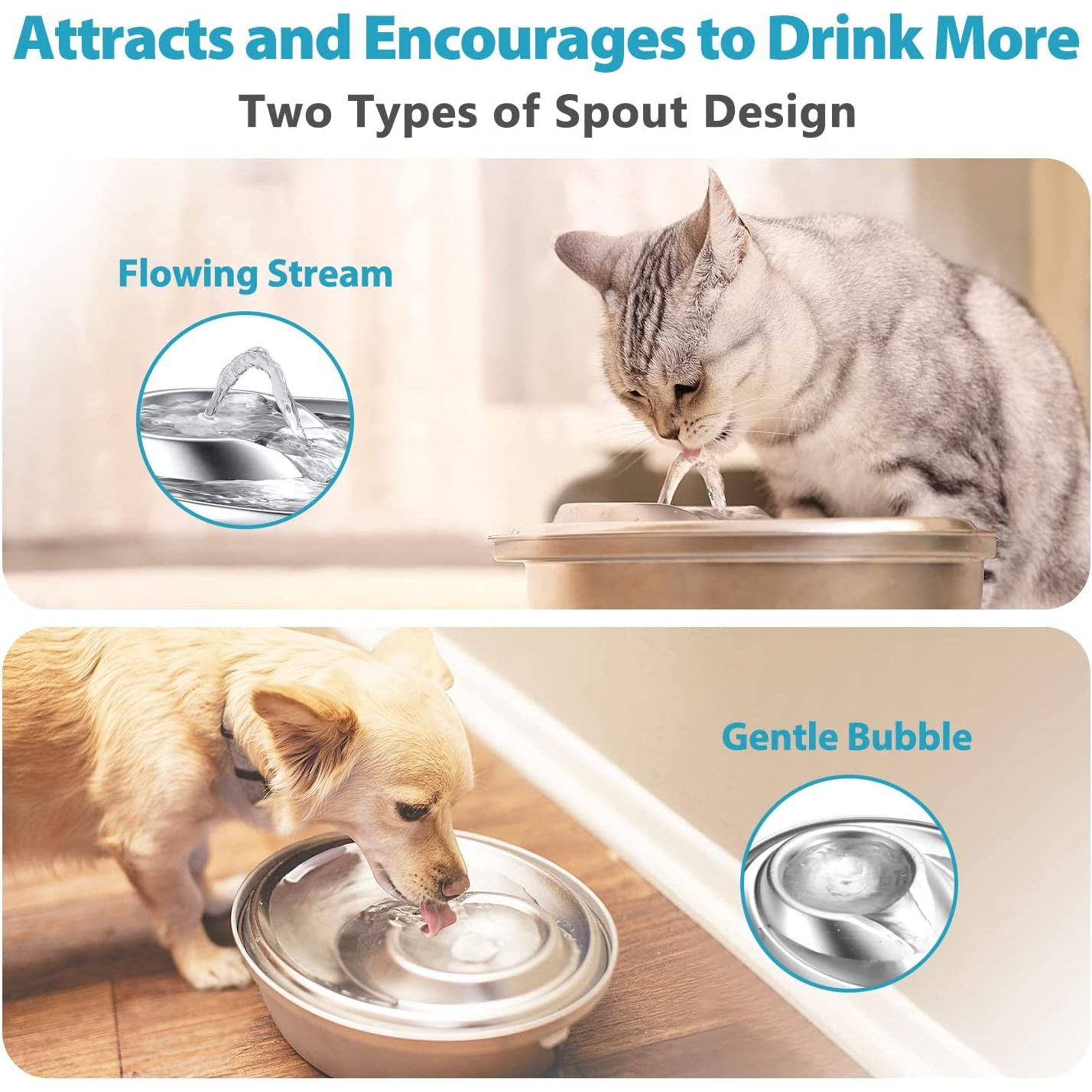 Cat Water Fountain, Cat Water Dispenser Stainless Steel