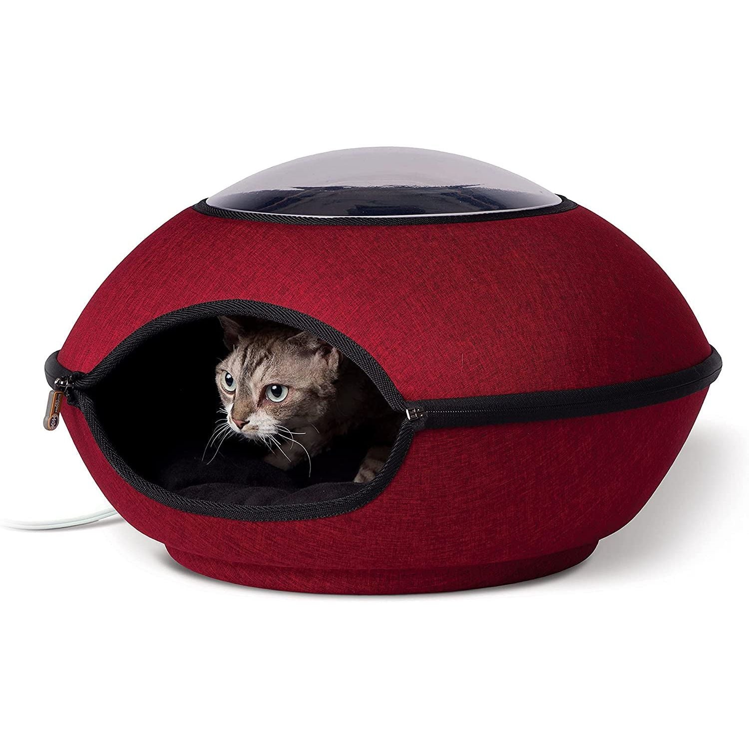 Thermo Lookout Pod Heated Cat Bed - Pet Cave with a Window for Cats