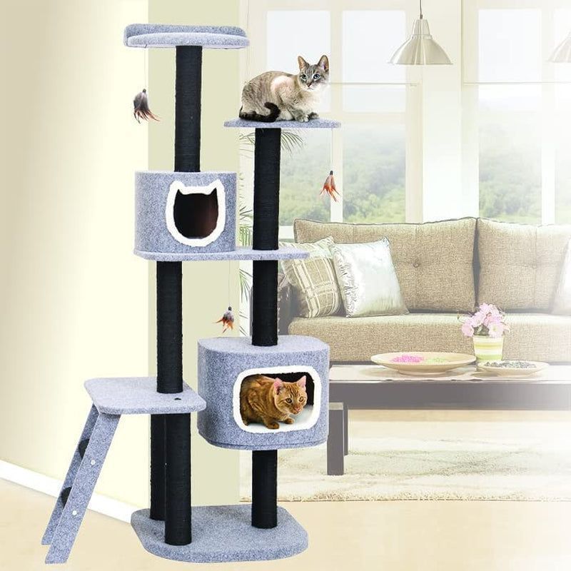 Cat Tree for Large Cats with Cat Scratching Post, Cat Tree Condo, Stable Locking System (SLS)